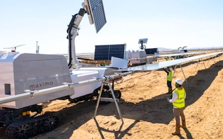Ce robot vient de rendre les ouvriers solaires inutiles sur un chantier de 1 GW : Maximo pose 100 MW à 1 panneau par minute sur Bellefield avec 4 unités et l’IA de NVIDIA