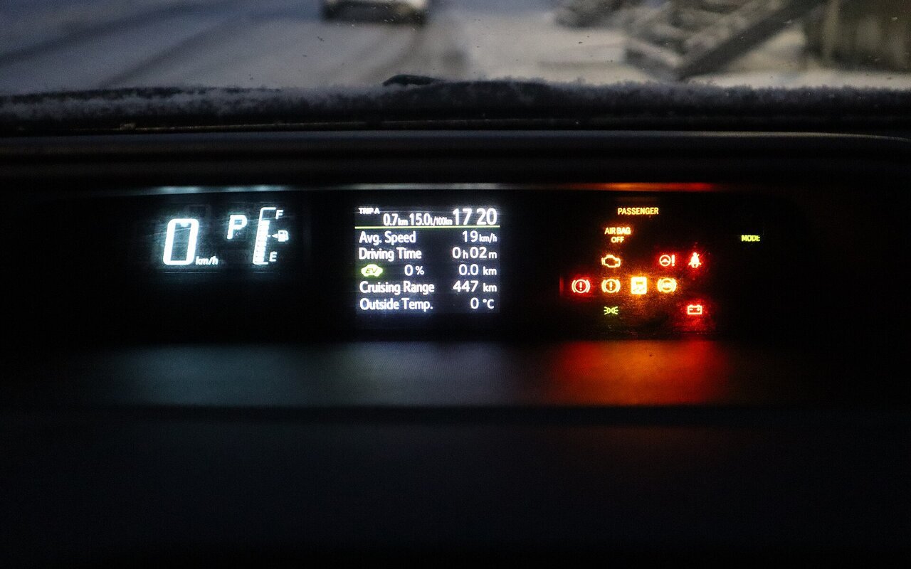 Tableau de bord d'une Toyota Prius C hybride