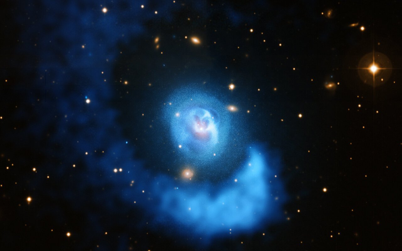 Image composite en rayons X d'amas de galaxies montrant des nuages de gaz chaud en mouvement